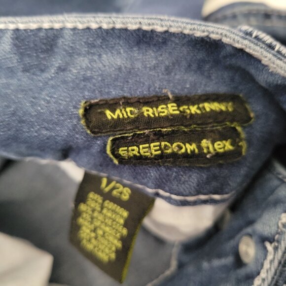 Rue21 Mid Rise Skinny Freedom Flex Jeans Womens Size 1 Medium Wash Denim Pants - Picture 5 of 6